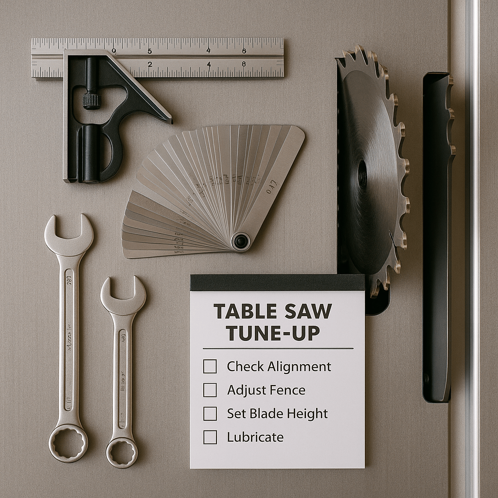 Dead-square test cuts achieved with proper table saw tune up checklist