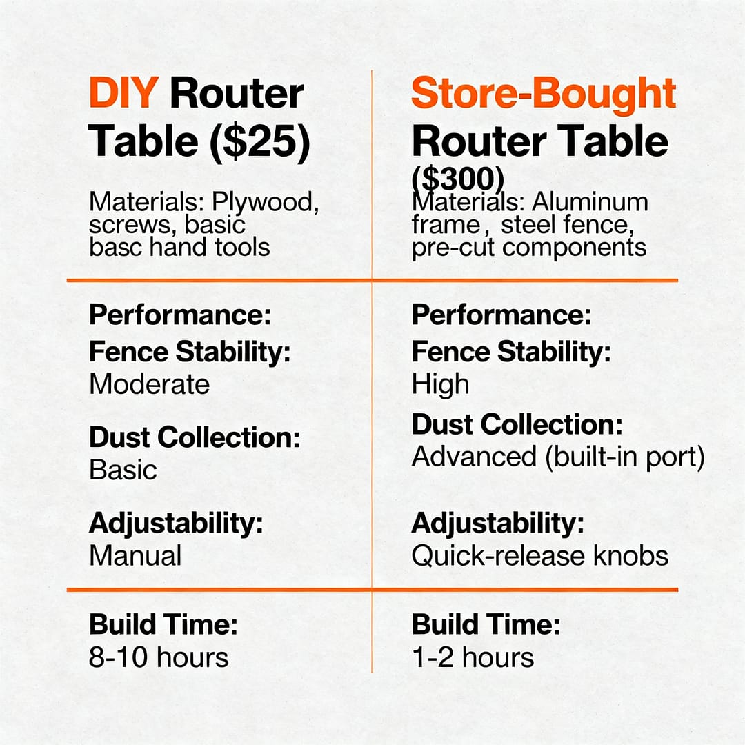 DIY router table plans — $25 homemade build outperforms $300 store-bought model in precision, stability, and dust collection.