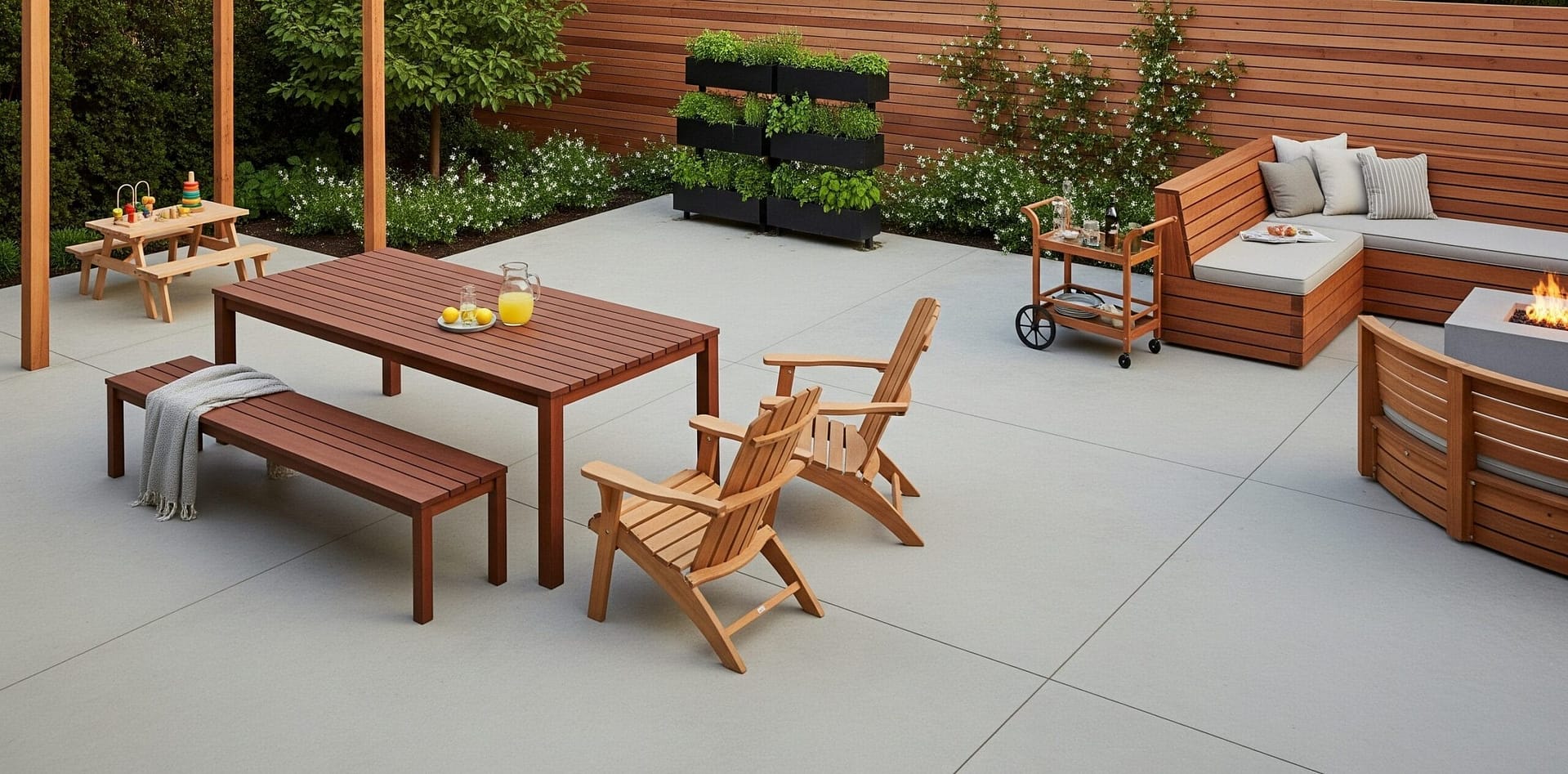 Weekend outdoor furniture projects built to last — cedar, cypress, and pressure-treated wood in real backyard settings.
